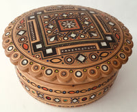 Medium Round Wooden Box with inlay