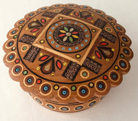 Small Round Wooden Box with inlay