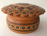 Small Round Wooden Box with inlay