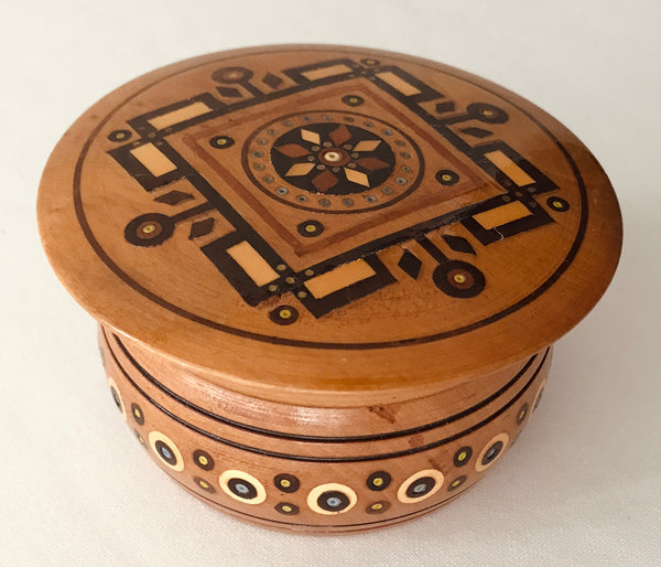 Mini Round Wooden Box with inlay