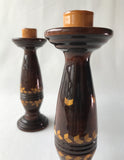 Set of straw design candlesticks