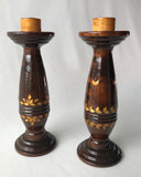 Set of straw design candlesticks