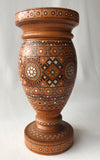 Large Wooden Vase with inlay, crackle varnish