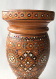 Large Wooden Vase with inlay, crackle varnish