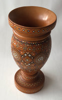 Large Wooden Vase with inlay, crackle varnish