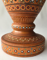 Large Wooden Vase with inlay, crackle varnish