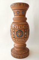 Wooden Vase with inlay, carving