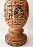 Wooden Vase with inlay, carving