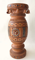 Wooden Vase with inlay, carving