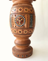 Wooden Vase with inlay, carving