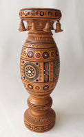 Wooden Vase with inlay, carving