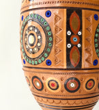 Wooden Vase with inlay, carving