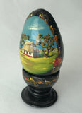 Wooden black laquer egg with stand