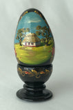 Wooden black laquer egg with stand