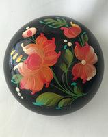 Black lacquer Floral Round Box