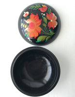 Black lacquer Floral Round Box