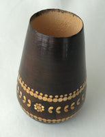 Wooden vase with Straw Decoration