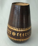 Wooden vase with Straw Decoration