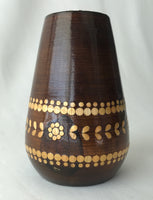 Wooden vase with Straw Decoration