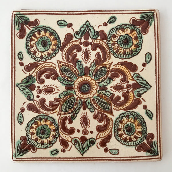 Kosiv Tile "Floral" - 8"  (Signed)