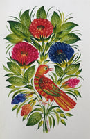 Petrykivka Bird in Flowers Original 5.75 x 9 inch