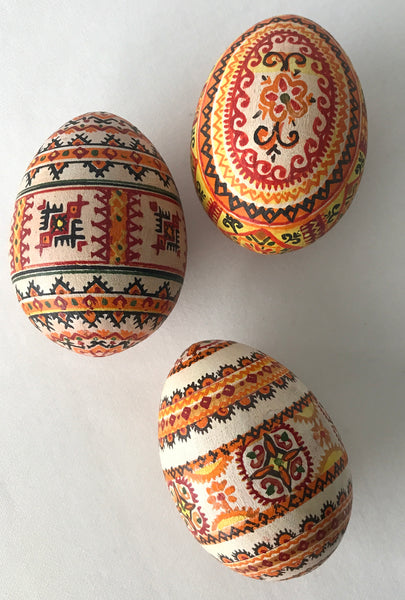 Three Vintage Painted Pysanky