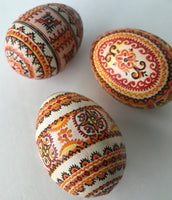 Three Vintage Painted Pysanky