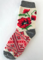 Poppy Embroidery Ladies Wool Socks