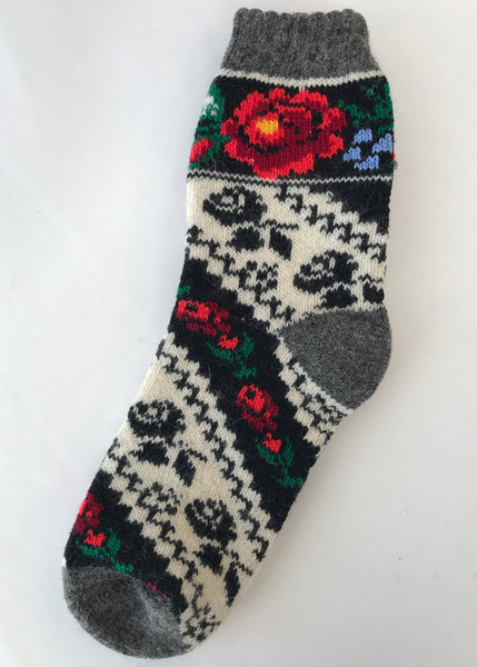 Roses Floral Ladies Wool Socks