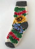 Women's socks with viburnum sunflower and cotton on white