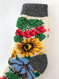 Women's socks with viburnum sunflower and cotton on white