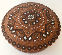 Large Round Wooden Box with inlay