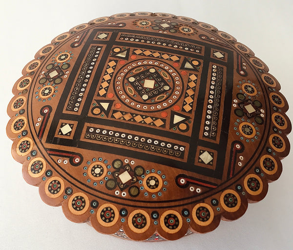 Medium Round Wooden Box with inlay