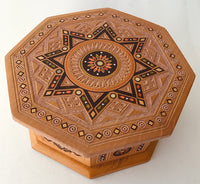 Medium Octogonal Wooden Box with inlay 8 in.