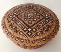 Large Round Wooden Box with inlay