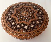 Large Round Wooden Box with inlay