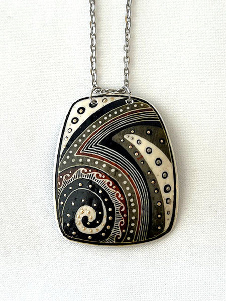 TRYPILLIAN WAVES Ostrich Eggshell PENDANT