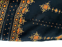 Richly Embroidered Black Crepe Blouse - L/XL