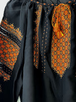 Richly Embroidered Black Crepe Blouse - L/XL