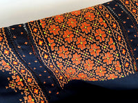 Richly Embroidered Black Crepe Blouse - L/XL