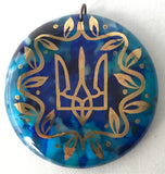 Tryzub in Wreath - Glass Pendant