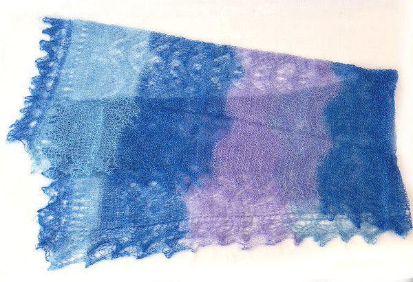 Blue Carpathian Mohair Knit Scarf 66 x 28 in.