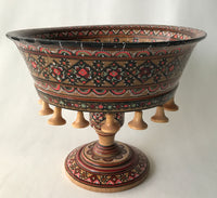 Colorful Wooden Bowl with Pedestal