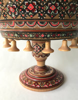 Colorful Wooden Bowl with Pedestal