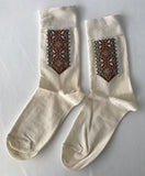 Ladies Cream Embroidery Design Socks (set of 2)