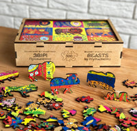 "Beasts by Prymachenko" wooden shaped puzzle