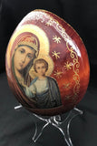 Double icon of Virgin Mary and St Nicholas on Hardwood Egg