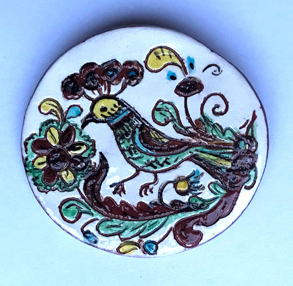 Peacock Design Ceramic Pin