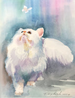 Persian Cat - Original Watercolor 7.75x10.in