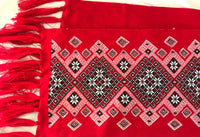 Red Traditional Pattern Shawl - wool blend